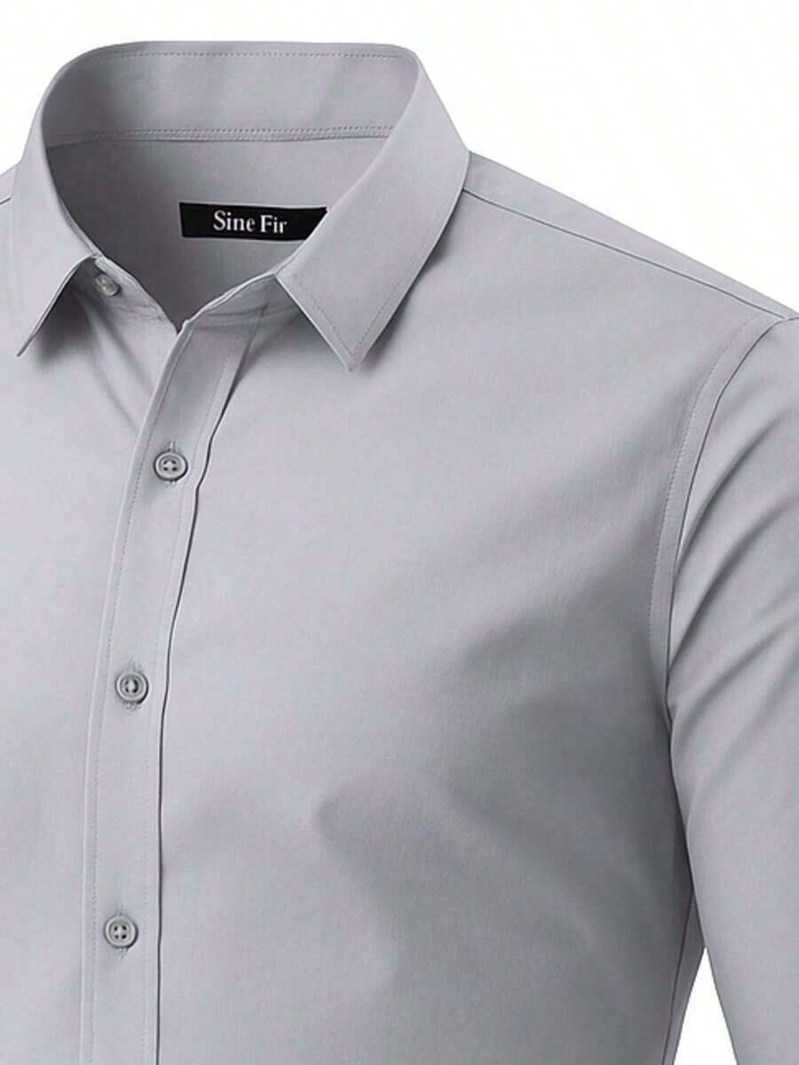 K086 Men's Long-Sleeved Dress Shirt - Grey - View 1