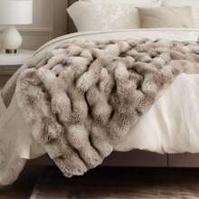 Ultra Soft Cozy Faux Fur Throw Blanket, Fuzzy Plush Thick Bubble Blanket, Oversize Luxury Fluffy Blanket For Couch, Bed, And Living Room, 60x80 Inches, Tie-Dye Light Taupe,40008335 - 青檸色 - 查看 1