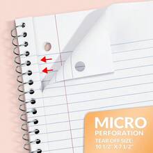 Stock Up For Back To School Season! 5 Pack Vibrant Color Notebooks For Organization, College Ruled & 3-Hole Punched For Binders, 70 Sheets Each - Màu Pastel | Bộ 5 chiếc - Xem 4