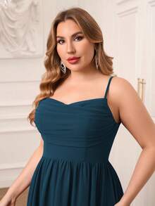 AOSHABABI Navy Blue Draped Chiffon Elegant Women's Evening Gown, Suitable For All Formal Occasions, Galas, Wedding Guests, Music Festivals, Holiday Parties, Graduation Dances, Cocktail Parties, Dates, Vacations, And Bridesmaid Dresses Spring Party - Navy Blue - View 7