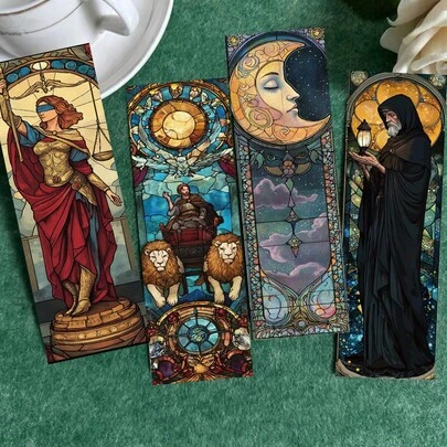 30 Pieces Of Stained Glass Tarot Card Series Simple Journal Artistic Creative Material Ins Reading Paper Bookmark DIY