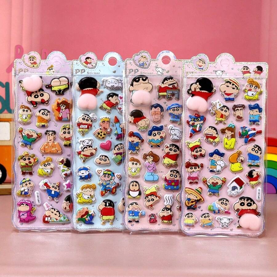 蜡笔小新 Gukha、Coquette、Y2K 主题可移除/自粘贴纸，透明，清新甜美少女风，简约美学，蝴蝶/动物图案，适用于手机、笔记本、水瓶、汽车、DIY 手账等。 - 彩色 - 查看 1