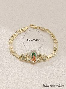 3pcs/Set Gelang Bunda Maria dengan Dekorasi Pilihan Warna, Desain Rantai Emas Enamel Zirkonia 3A, Perhiasan Wanita Gaya Religius, Gelang yang Dapat Diatur, Hadiah Pakaian Doa/Gereja Kristen, Bahan Tembaga yang Indah dan Tahan Lama, Pilihan Multi-Warna - warna - View 3