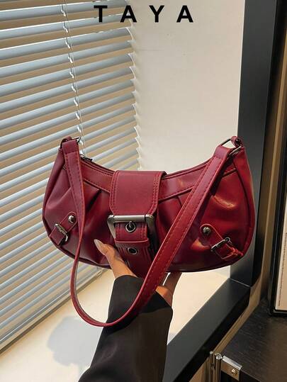 Ny vintageinspirerad halvmåneformad axelväska med metallspänne och dragkedja. Lätt och minimalistisk design, denna kompakta armhålsväska i mjukt läder erbjuder praktisk förvaring. Perfekt för damers vardagsfritidsaktiviteter, pendling, arbete, semestrar och studentbruk.