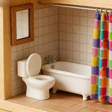 3D打印迷你马桶模型 | 爆款微缩娃娃屋家具 | 创意浴室装饰及微型场景展示 | 收藏级微型模型 - 白色 - 查看 3