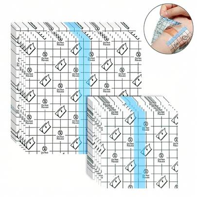 50pcs Transparent Waterproof Adhesive PU Film Tape, Breathable Waterproof Thin Blank Dressing Patch