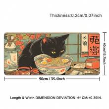 1件装黑猫爱拉面店卡通艺术大号游戏鼠标垫，光滑键盘垫，带缝边桌面垫，防滑橡胶底座鼠标垫，电脑配件，适用于办公室和家庭 - 彩色 - 查看 14