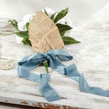 ALQD Dark Green Satin Ribbon, Chiffon Frayed Ribbons Wrapping Crafts Flower Bouquets Invitation Decor Shower 1-1/2 Inch X 21 Yd - 霧霾藍 - 查看 6