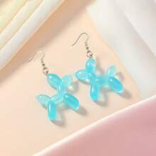 6 Pairs/Set Balloon Dog Shaped Resin Candy Color Earrings, Cute Cartoon Party Daily Birthday Circus Style Fashion Jewelry For Women, Suitable For All Seasons - 6 Pairs/set - View 6