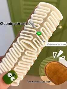 白色橡胶鞋刷，绒毛鞋履清洁刷 - 重型单刷设计，适用于帆布鞋、靴子、运动鞋，轻柔呵护不刮伤，高效家用清洁刷，天鹅绒刷毛，家居必备 - 彩色 - 查看 3