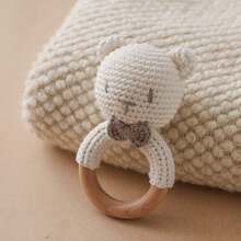 Handmade Woven Large Ring White Bear Rattle, Baby Shaker Rattle, Grasping Toy, Built-In Bell, 3D Cute Design, Detailed, Attracts Baby's Attention, Trains Baby's Hearing, Perfect Baby Birthday, Halloween, Christmas Gift - Multicolor - View 5