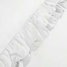 3-Piece Ruffle Frilled Duvet Cover Set – Comfortable Bedding Set With Pillowcases, Secure Button Closure, Elegant Layered Ruffle Design Quilt Cover For Bedroom And Guest Room - Beige - View 10
