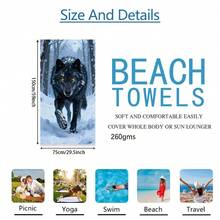 1pc Snow Wolf Beach Towel, Super Soft Microfiber Extra Large Beach Blanket, Super Absorbent Bath Towel, Suitable For Travel, Swimming Pool, Diving, Surfing, Yoga, Camping, Available In Multiple Sizes, Beach Accessories For Beach, Pool, Travel, Camping, Yoga - Multicolor - View 16