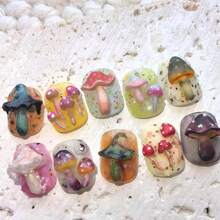 3D Mushroom Gel Nail Art Mold Arts Resin Fungus Molds For Accessories Supplies Pestle Silicone Tools Cute Nails Style - ZYXP051 - 查看 7