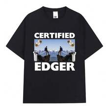 Camiseta Edger Memeprinted sin tuercas, divertida y cómoda, ropa de moda casual oversize para mujeres, ropa de verano Harajuku streetwear - Negro - Ver 10