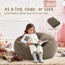 Funda para puf sin relleno para nios y adultos. Puf extra grande para almacenar peluches o espuma viscoelstica de pana suave de la mejor calidad - GrisclidoPortada mediana - Ver 6