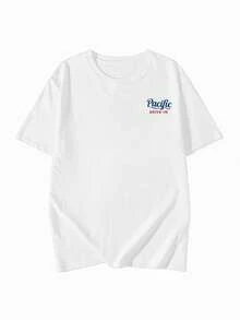 女士浅灰色字母印花短袖T恤，夏季款 - 白色 - 查看 6