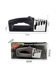 4-In-1 Manual Knife Sharpener, Suitable For Kitchen Knives, Fruit Knives, Steel Knives, Scissors, Provides 3-Level Precise Sharpening. Non-Slip Base, Suitable For Household Use. - Multicolor - View 10