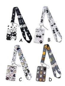 1个休闲猫咪图案挂绳证件套，适用于医生、护士、学生、教师的证件带保护套，可作为礼物或日常使用。 - 彩色 - 查看 1