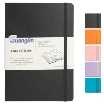 Lined Journal Notebook For Work With 160 Pages 5.6" X 8" Hardcover Notebooks Journals Medium Size For Writing Women Men