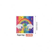 Cloud Rainbow Happy Birthday Disposable Plates, Napkins, Cups - One-Time Party Supplies Set, Fits 25 Guests, Disposable Paper Plates Party Tableware Suitable For Birthday, Wedding, Theme Party, Family Picnic - Multicolor - View 11