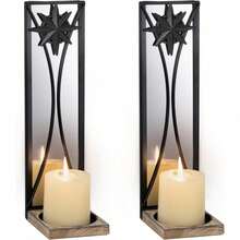 Mirrored Candle Sconces,Iron Wall Candle Holder Set Of 2,Metal Gothic Wall Decorations For Home,Living Room, Bathroom, Dining Room,Farmhouse- GP - Default - View 1