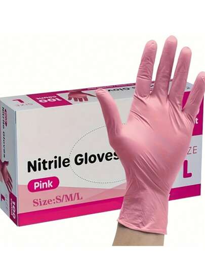 100-Ct Bagged Blossom Pink Disposable Gloves Latex Free Gloves For Cleaning Nail Tattoo Hair Salon Garden Beauty Salons, Tattoo Artists, Estheticians, Hair-Dyeing, Hair-Styling, Epoxy & Resin Work Gloves, Powder-Free Great For Home, Office, And Professional Uses