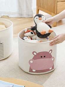 1个婴儿房帆布可折叠衣物收纳篮，带提手 - 奶牛图案收纳桶 - 可爱小巧，适合家庭儿童婴儿房整理收纳（图案方向随机） - 彩色 - 查看 6