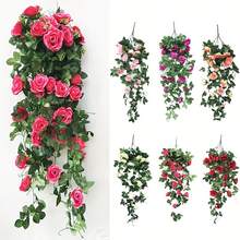 2/1 pièce Vigne de rose artificielle, guirlande de rose suspendue, panier floral factice, fleurs en plastique d'extérieur, décoration de maison, entretien facile, parfait pour les fêtes, les jardins, les mariages, sans pile ni contenant | Décoration d'extérieur | Décoration de fenêtre | Panier suspendu en plastique sans entretien, décoration de jardin, affichage de couleurs éclatantes - Multicolore - Voir 9