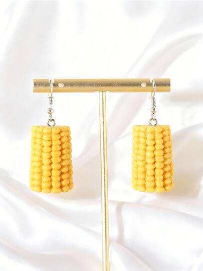 1 pieza de pendientes con diseño divertido y con forma de maíz, accesorios de joyería de moda diaria para mujeres, regalo de cumpleaños