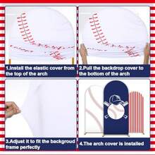 Decoraciones de fiesta de béisbol arco de béisbol cubiertas de telón de fondo deportes fiesta temática fondo de fotos de elastano cubierta de soporte para niños cumpleaños fiesta deportiva - como en la foto - Ver 4
