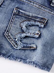 Women's Summer Mini Denim Shorts With Pockets Stylish Ripped Low Rise Jean Shorts - Blue - View 9