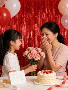 1/2 Piece Shiny Red Foil Curtain Backdrop, Merry Christmas Home Decor, Room Decor, Wall Background Decor, Party Gift, Baby Shower, Birthday Party Decor, 2026 Graduation Decor, Birthday Decor, Wedding Decor, Valentine's Day Decor, Birthday Party Photography Props, Valentine's Day Party Supplies, Mother's Day Party Decor - Bright Red - View 12