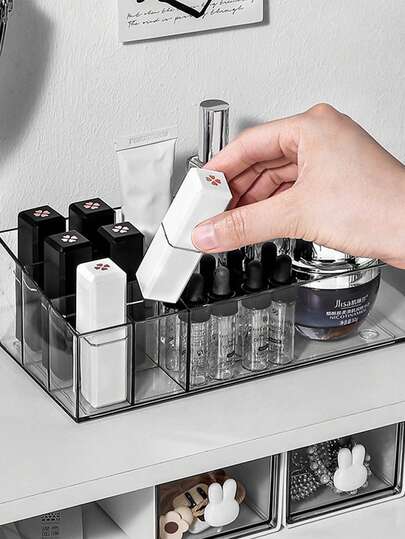 1 hộp đựng mỹ phẩm bằng acrylic trong suốt, hộp trưng bày mỹ phẩm dạng mở dùng để đựng đồ trang điểm, son môi, sản phẩm chăm sóc da, nước hoa, thích hợp cho phòng khách, phòng ngủ, phòng tắm, trang trí nhà cửa, phụ kiện phòng tắm.