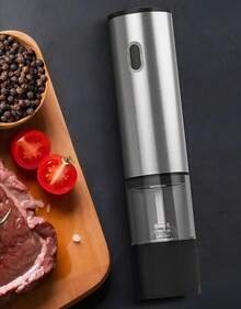 1 piezas Juego de molinillos de sal y pimienta eléctricos - Juego de molinillos de sal y pimienta automáticos de gran capacidad  , molinillo de pimienta recargable de acero inoxidable, rellenable, ajuste de grosor, juego de molinillos de sal y pimienta eléctricos , molinillo de pimienta automático, operación con una sola mano, núcleo de molienda de cerámica, recargable vía USB, luz LED, regalo de Navidad, regalo de cocina, regalo de Año Nuevo, regalo de Halloween, regalo de Acción de Gracias, regalo de San Valentín, negro - 1 - Ver 6