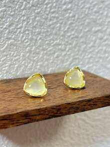 3对时尚几何猫眼耳钉套装，小巧可爱圆形、三角形、方形耳环，适合女性日常及节日佩戴 - 三件套 - 查看 10