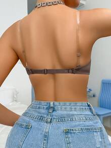 蜜桃女孩摩卡棕色衬垫文胸，性感舒适的钢圈文胸，配有可拆卸肩带 - 摩卡棕 - 查看 8