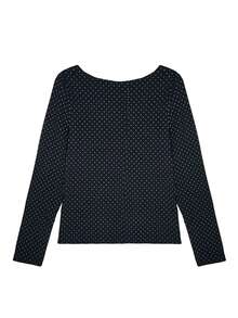 Women's Polka Dot Lace Patchwork Twist Design Fashionable Versatile Commuting Long Sleeve T-Shirt