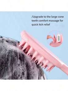 1支硅胶头皮按摩梳，长柄清洁梳，促进头发生长并去除头皮屑，家用洗发梳（粉色、黑色、棕色、紫色），美发造型套装，美发工具 - 彩色 - 查看 8