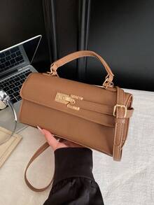 Fashionable Women's Shoulder Bag, New Arrival Niche Design Casual Versatile Minimalist Stylish Handbag, Comfortable PU Material Solid Color Design, Adjustable Detachable Long Shoulder Strap, Comfortable Handheld, Spacious, Square Bag - Multicolor - View 7