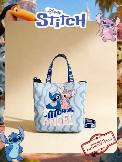  Bolso cuadrado con estampado de Stitch con licencia oficial de Disney, bolso de mano de mujer con diseño de dibujos animados, bolso de hombro ligero, correa de hombro ajustable, bolso cruzado, para mujeres/niñas/estudiantes, ideal para uso diario/salidas/llevar teléfono/billetera y pequeños artículos esenciales