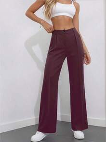 Women's High Waist Pleated Loose Fit Trousers, Suitable For Work And Casual Wear, Spring/Summer - 紫色 2 - 查看 5