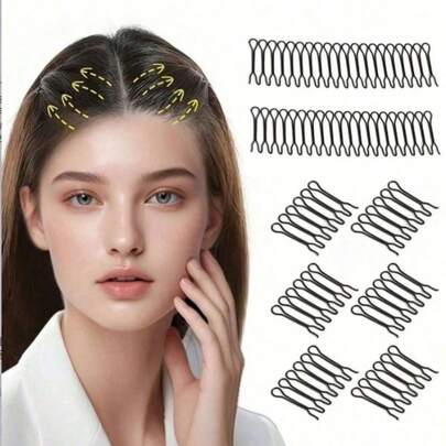 10pcs Invisible Styling Comb, Mini Bangs Holder Styling Tool, U-Shaped Hair Clips, Hair Accessories, Split-End Styling Decorative Hair Clips, Nape Invisible Bangs Fixing Inserted Comb (Black, 1-10pcs, Default Small Size), Hair Styling Set, Hair Styling Tool Set ,For Barber Salon Beauty Travel Essential,Hair Products,Hair Cares,Hair Accessories ,Hair Styling Kit ,Hair Tool Kit For Barber Salon Beauty Travel Essential,Hair Products,Hair Cares,Hair Accessories