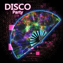 1pc 13-Inch Glow-In-The-Dark Neon Grid Folding Fan - Music Festival, Tech Party, Cyberpunk Costume, Dance Performance, Futuristic Role-Play, Stage Event, High-End Party Prop And Cool Summer Gift