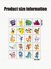 pokemon 宝可梦超萌皮卡丘贴纸，20/40张/包！一次性水转印贴纸，适用于派对、生日、手机壳、家居、户外游戏装饰，想贴哪儿就贴哪儿——生日派对、角色扮演、日常佩戴的完美之选。部分款式还有惊喜图案哦！ - 彩色 - 查看 5