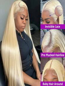 NATAN Unisex Adult Synthetic Lace Front Wig, 13x3 High Temperature Fiber, Straight Hair, Pre-Plucked Hairline, 180% Density, No Glue Needed, Heat Resistant Fiber Wig, Suitable For All - S613 - View 3