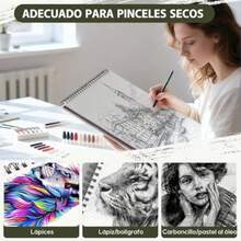 CYPN2Pcs Cuaderno de Bocetos 9x12Sketchbook Dibujo con 8 Lapices Block de bocetos 100 Hojas 68lb/100gsm Libreta de Dibujo Profesional con Papel sin acidos Perfecto para Dibujo.Fashion - como en la foto - Ver 8