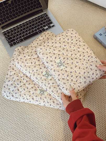 1pc Corduroy Laptop Sleeve Bag, Fits 11"/13"/15" Laptops, Printed Casual Unisex Protective Case, Compact & Portable, Can Be Used As Document Bag, Laptop Liner, Laptop Tote, Suitable For 11", 13", 15" , HP, ASUS And Other Brands, Suitable For Women, Teenagers, Men, College Students. Also Fits 9-15" Tablets, Compatible With IPad Air, 4, 5, Pro, 11, Mini, 5, 6, Shock-Absorbing Design. Laptop Case Laptop Cover Computer Bag Laptop Bag Water Resistant Travel Essentials