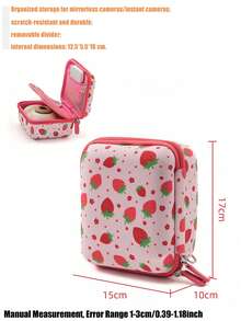 Túi đựng máy ảnh di động, hộp bảo vệ máy ảnh chống sốc cho máy ảnh chụp lấy liền/máy ảnh phim/máy ảnh compact, họa tiết dâu tây. - Túi đựng máy ảnh đa năng hình quả dâu tây - Xem 4