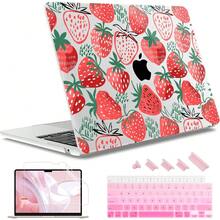 For MacBook Air 13.6 Inch Case A3240 M4 A3113 M3 A2681 M2 With Retina Dispaly, 2025 2024 2023 2022 Release, Plastic Hard Shell Case With Screen Protector & Keyboard Cover, Chalk Pink Bow - 無縫水果 - 查看 2